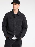 SELECTED - SLHJAKE 3072 BLK WASH OVERSHIR